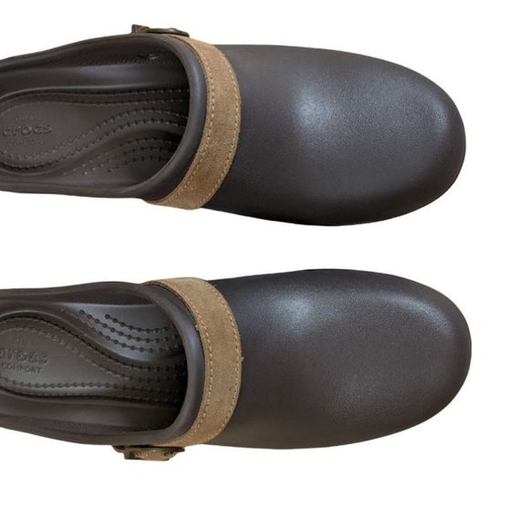 Crocs Dual Comfort Sarah Clog Mule Brown Chocolate Platform Heel - Size 9 - Picture 7 of 10